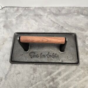 Sur La Table Cast Iron Grill Press with Wood Handle Rectangular Bacon Press